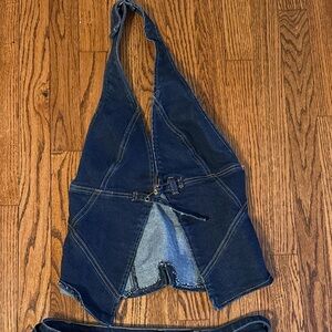 Edikted Dark Blue Denim Halter Top